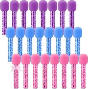 24 Sets Microphone Candy Tubes Karaoke Theme Birthday Party 10'' Fake Prop Microphone Plastic Rock Star Toy for Disco Singer Stage Costume Prop Birthday Party Favors