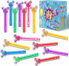 24PCS Glitter Mouse Ear Bubble Wands for Mouse Theme Birthday Party Favors Decorations Pinata Filler Goodie Bags Stuffers Valentines Classroom Exchange Gifts, Easter Basket Stuffers