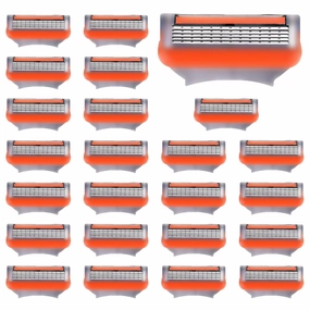24Pcs Premium Razor Blades for Men - 5-Layer Stainless Steel Refills Compatible with Fusion 5 Style Razors, Smooth Shaving Replacement Cartridges Value Pack