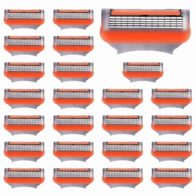 24Pcs Premium Razor Blades for Men - 5-Layer Stainless Steel Refills Compatible with Fusion 5 Style Razors, Smooth Shaving Replacement Cartridges Value Pack
