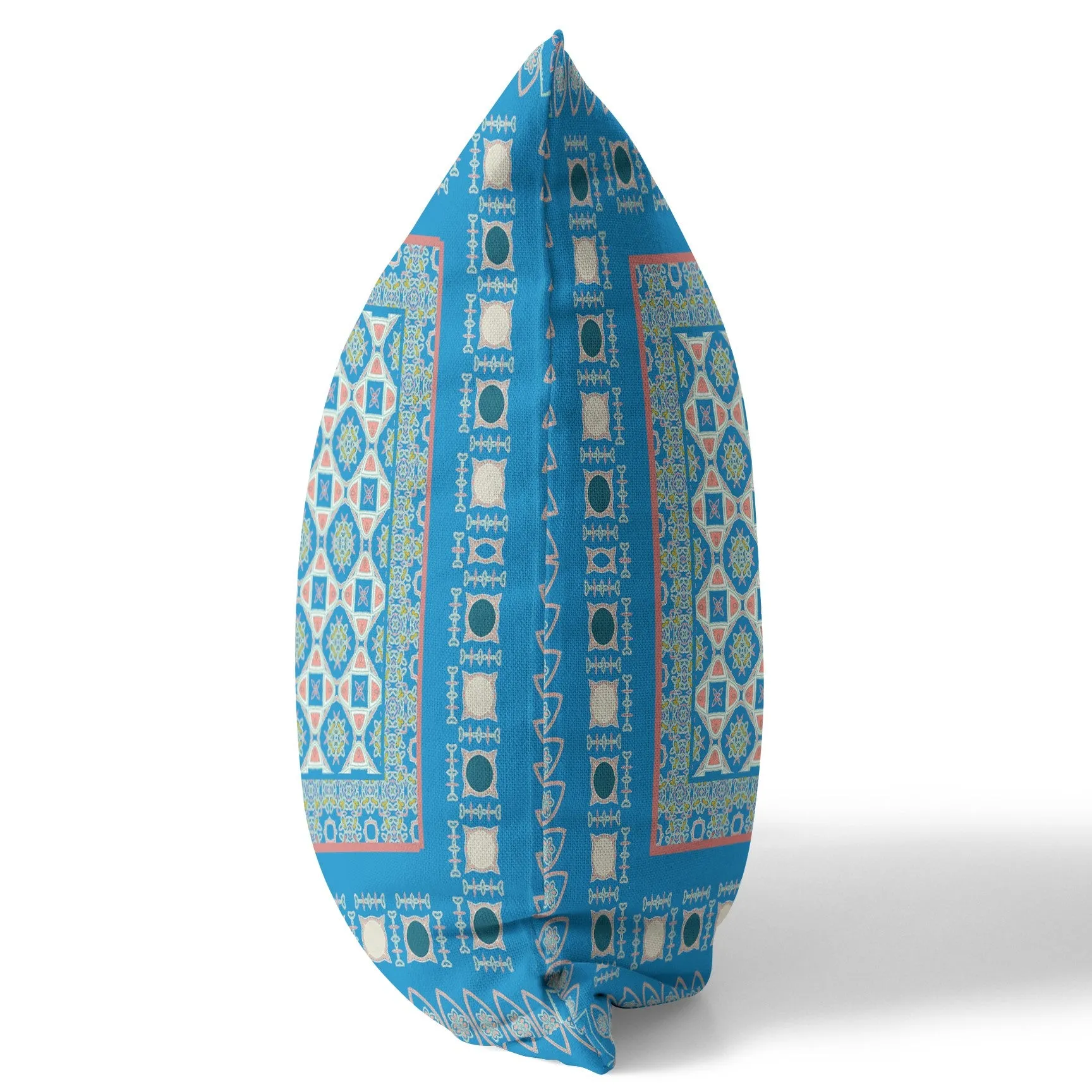 26” Blue Pink Block Indoor Outdoor Zippered Throw Pillow