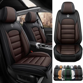 2 Seat Covers for Chevrolet Suburban 2006-2024 Leather Car Seat Covers Waterproof Anti-Slip Soft Car Seat Protectors Premium Automotive Seat Covers with Airbag（Standard,Black Coffee）