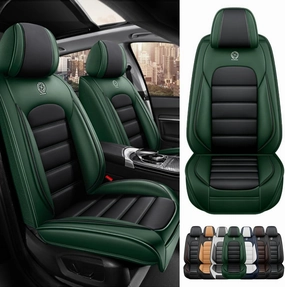 2 Seat Covers for Chevrolet Suburban 2006-2024 Leather Car Seat Covers Waterproof Anti-Slip Soft Car Seat Protectors Premium Automotive Seat Covers with Airbag（Standard,Black Green）