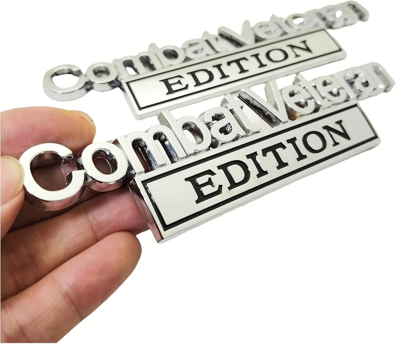 2PC Combat Veteran Edition Emblem Car Bumper Metal 3D Badge Decal Sticker Replacement for F-150 F250 F350 Motorcycle Truck SUV Cruise Ship Tank 5.9'' x 1.4'' Silver/Black