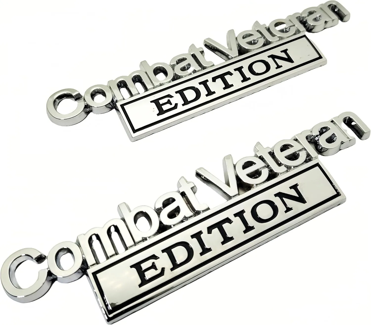 2PC Combat Veteran Edition Emblem Car Bumper Metal 3D Badge Decal Sticker Replacement for F-150 F250 F350 Motorcycle Truck SUV Cruise Ship Tank 5.9'' x 1.4'' Silver/Black