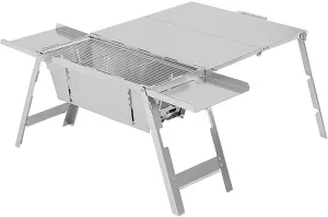3-Level Heat Control Portable Barbecue Grill, Charcoal Grill with Foldable Design and - 304 Stainless Steel, Camping BBQ for Outdoor Camping, Backyard BBQ, and Family Use