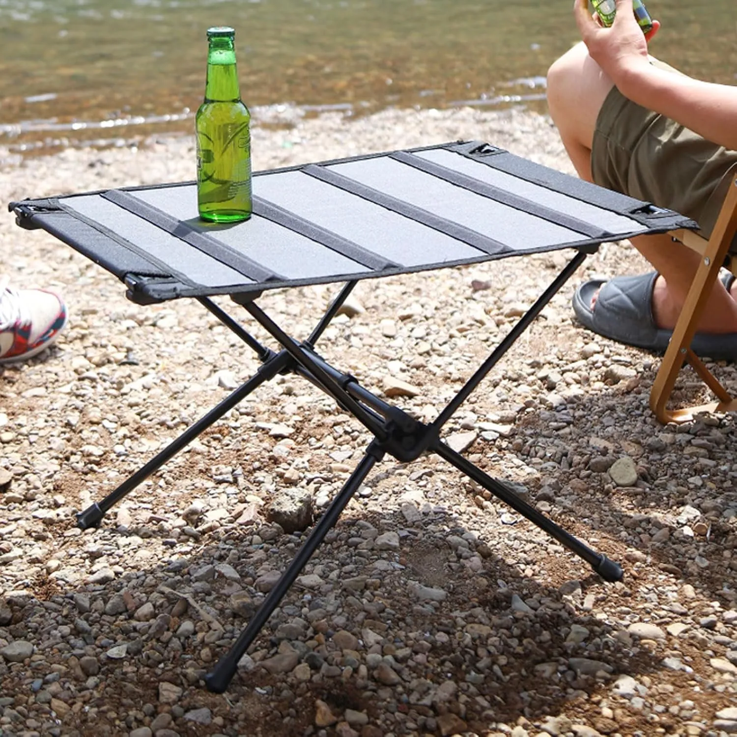3 Pcs Portable Camping Table and Chairs, Light Outdoor Folding Small Compact Picnic Chairs Set, Oxford Cloth, Aluminum Alloy, Easy to Assemble
