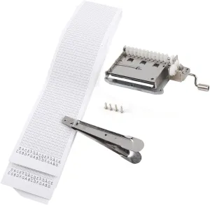 30 Note Hand Crank Tape Music Box, Zinc Alloy Music Box Mechanism Desktop Decoration with Puncher and 3 Strips for DIY Your Songs