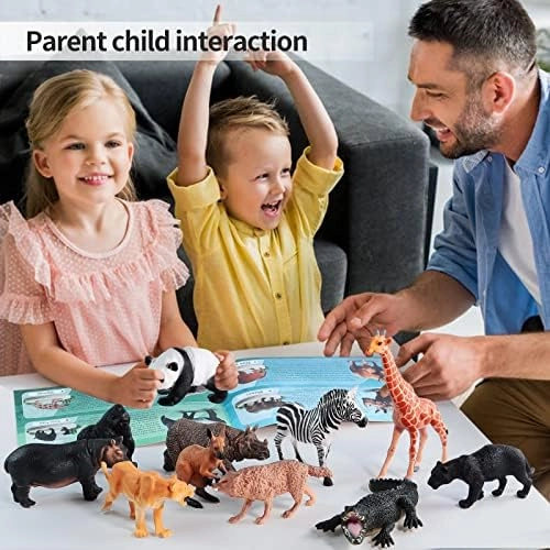31 Pcs Safari Animals Figures Including 24 Realistic Jungle Playset Toys Zoo Animals for Toddlers 3  Years Old Ideal Gift for Boys and Girls