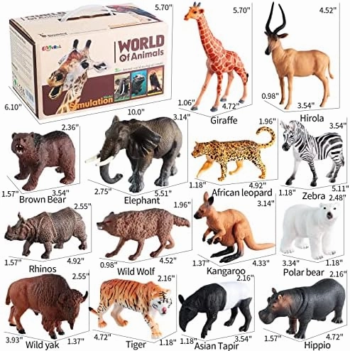 31 Pcs Safari Animals Figures Including 24 Realistic Jungle Playset Toys Zoo Animals for Toddlers 3  Years Old Ideal Gift for Boys and Girls