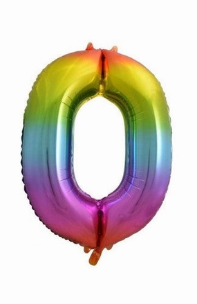 34" Bright Rainbow Number Balloon - 0