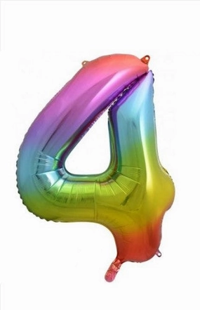 34" Bright Rainbow Number Balloon - 4