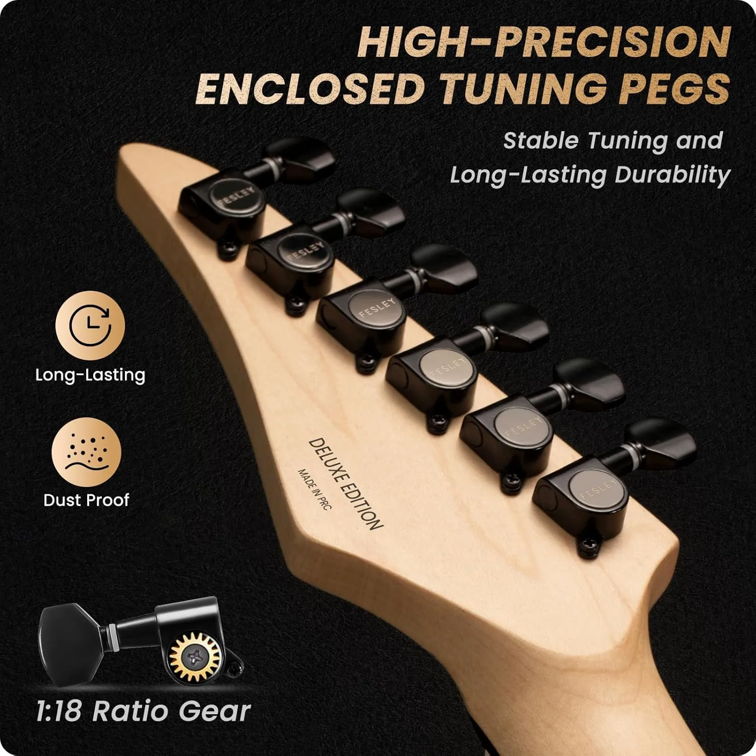 39" Solid Body Electric Guitar: Electric Guitar Kit with Bone Nut, Full Size 6 String Guitars with 24 Frets, Poplar Body AAA Flame Maple Top, Guitarra Electrica with HSS Ceramic Pickup,Black