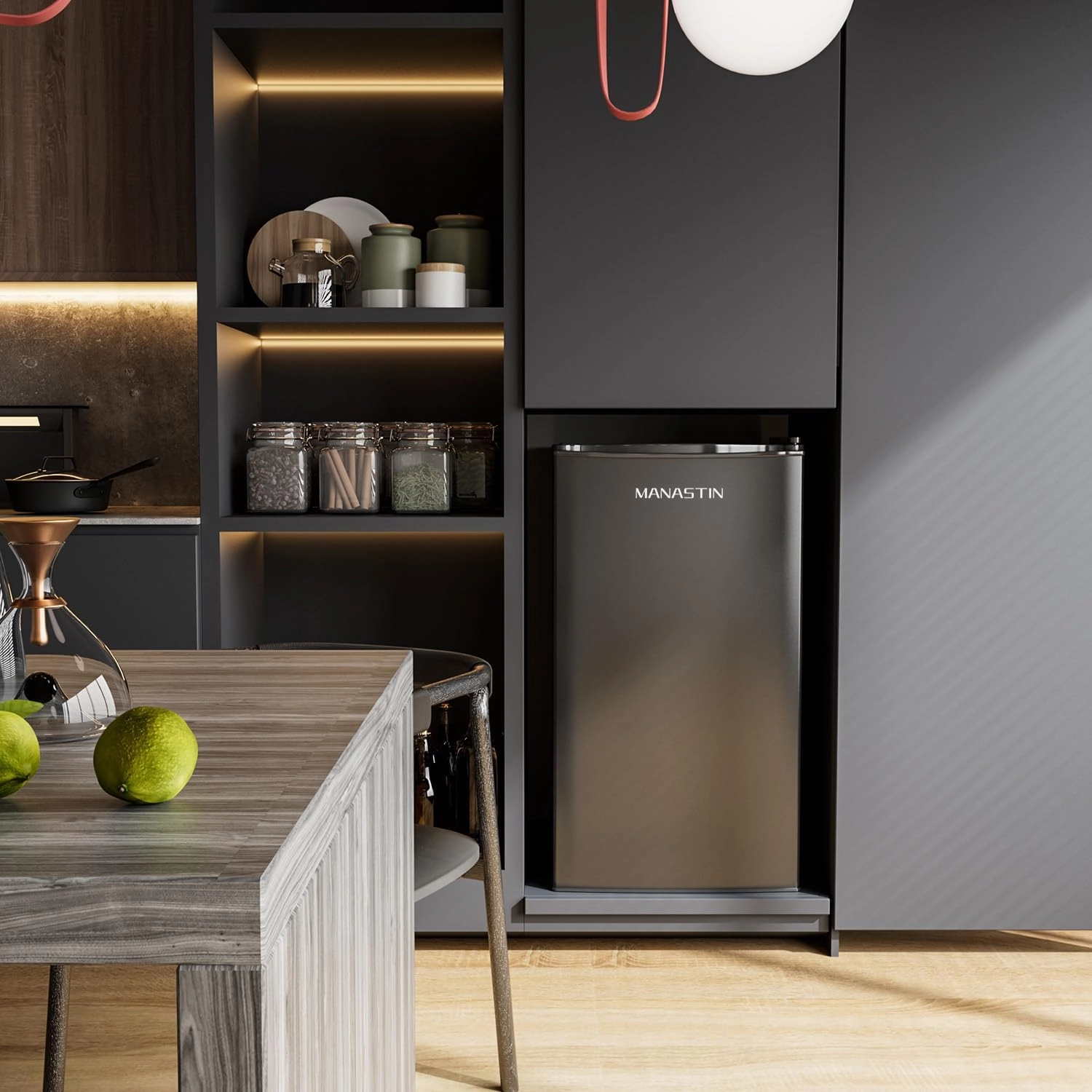 3.2 Cu.Ft Mini Fridge with Freezer, Single Door Mini Fridge, Adjustable Thermostat, Energy Saving Mini Refrigerator for Bedroom, Office, Dorm (Piano Black, 3.2 Cu.ft)