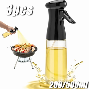 3 Pack Oil Sprayer Bottle Set - 200ml & 500ml for Cooking, Fitness, and BBQ
