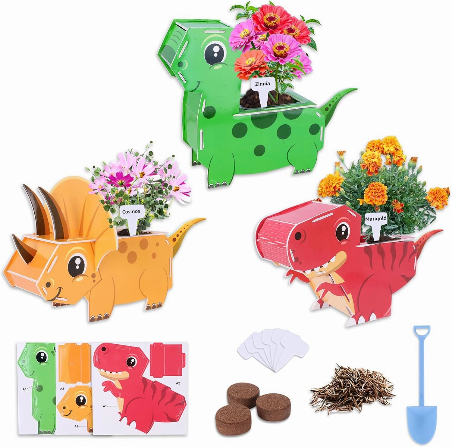 3D Puzzle Dinosaur Craft Kit for Kids - Plantable 3D Jigsaw Puzzle Set - STEM Learning Toy for Boys & Girls Age 6  - Gardening Activity Gift