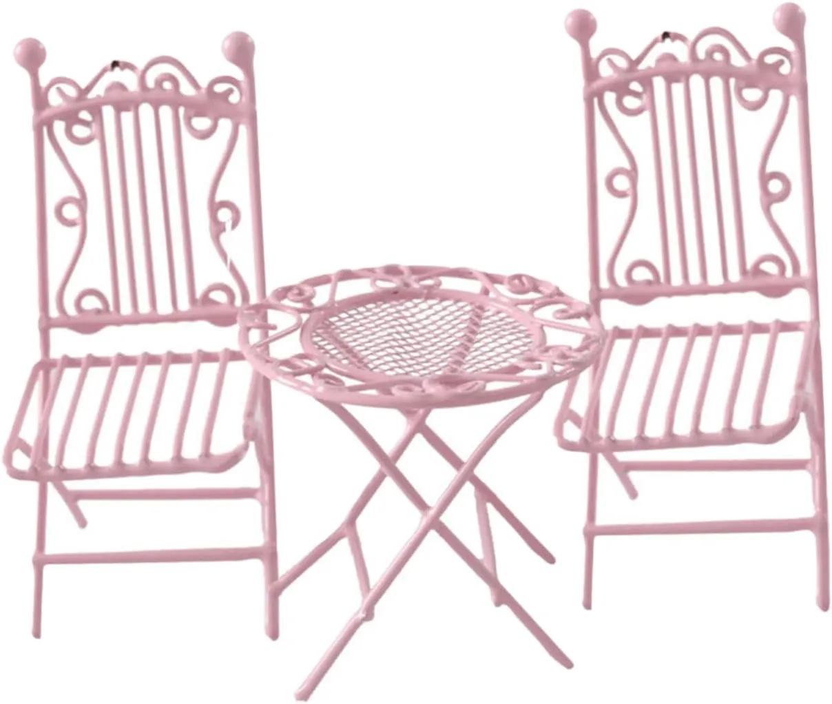 3pcs Miniature Table and Chair Set Furniture for Scale Dollhouse Stylish Tiny House Decor for Garden and Bistro Scenes