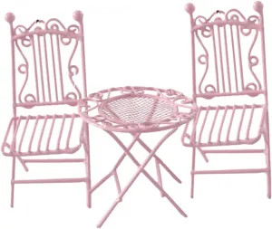 3pcs Miniature Table and Chair Set Furniture for Scale Dollhouse Stylish Tiny House Decor for Garden and Bistro Scenes