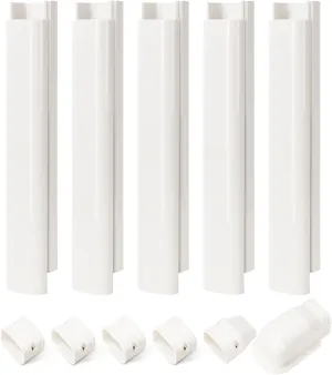 3" W 7.5Ft L Line Set Cover Kit for Mini Split Air Conditioners Decorative PVC Slim Line Cover for Central AC & Heat Pumps Systems Tubing Cover