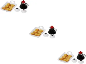 3sets Miniature Food Adorable Coffee Set Accessory Decorative Design for Dollhouse and Creative Crafting for Mini House Layouts and Learning