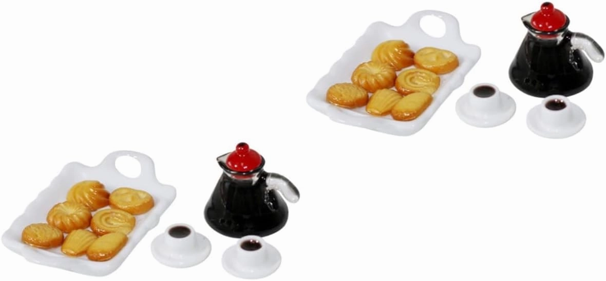 3sets Decorative Tiny Food Set of Mini Coffee Cups Wear-Resistant Tray for Dollhouse Desktop Decoration for Boys and Girls Mini Room Layout and Creative Scenes