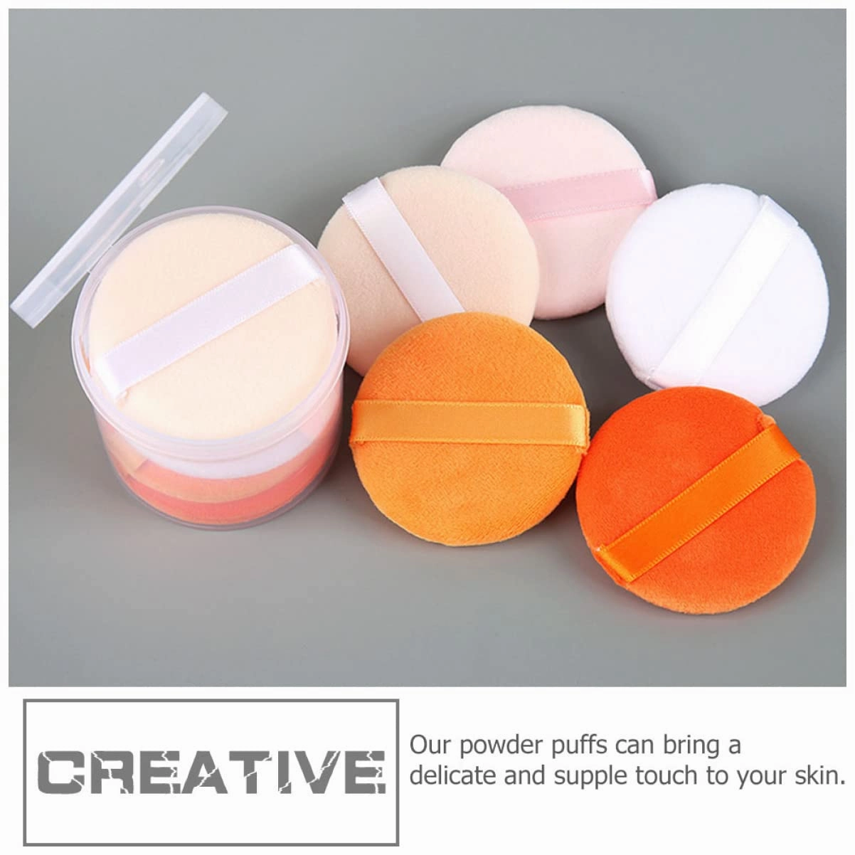 3sets Velvet Powder Puff Makeup Applicators for Women Foundation Sponges Ribbon Small Fluffy Skin-friendly for Girls 2boxes*3 Color