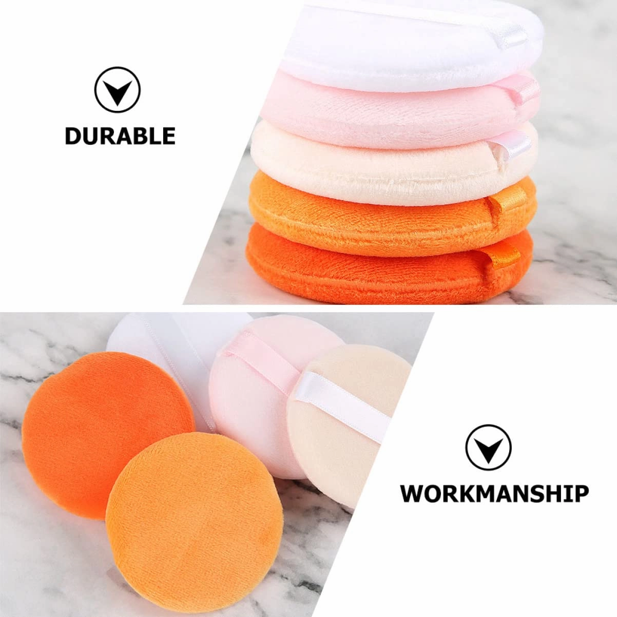 3sets Velvet Powder Puff Makeup Applicators for Women Foundation Sponges Ribbon Small Fluffy Skin-friendly for Girls 2boxes*3 Color