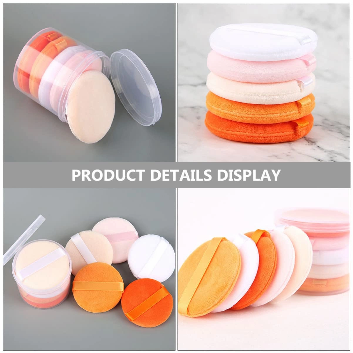 3sets Velvet Powder Puff Makeup Applicators for Women Foundation Sponges Ribbon Small Fluffy Skin-friendly for Girls 2boxes*3 Color