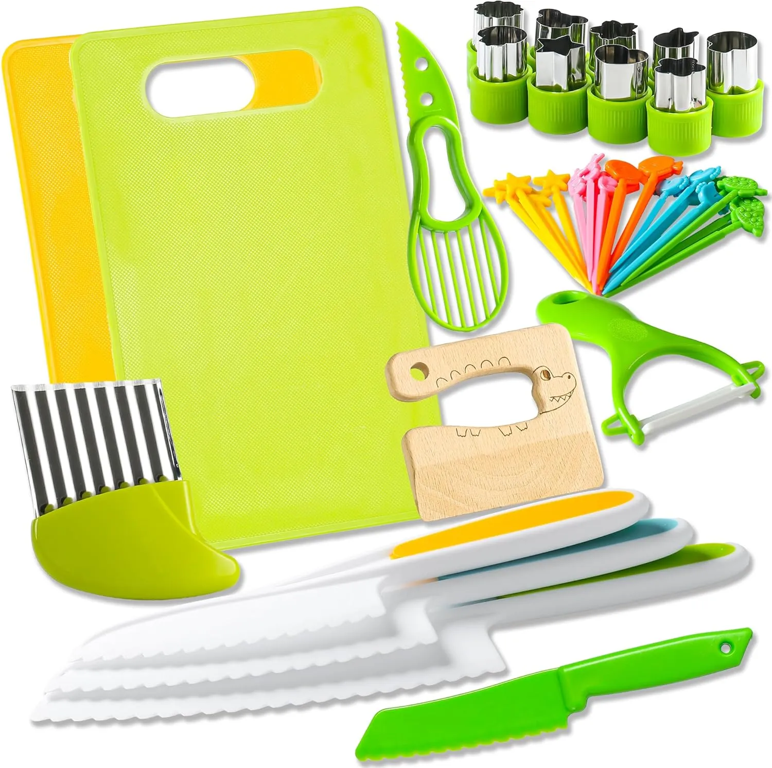 40Pcs Kids Knife Set for Real Cooking: Montessori Kitchen Tools for Toddlers, Kitchen Toy for 3 4 5 6 7 8 9 10 Year Old Boys Girls Birthday Gifts