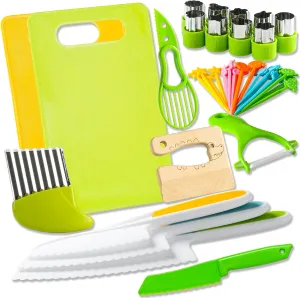 40Pcs Kids Knife Set for Real Cooking: Montessori Kitchen Tools for Toddlers, Kitchen Toy for 3 4 5 6 7 8 9 10 Year Old Boys Girls Birthday Gifts