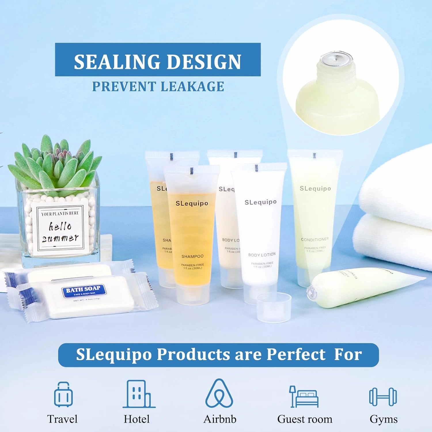 4-IN-1 Hotel Toiletries Bulk Set (40PCS) 4-Piece Set: 10 Hotel Bar Soap 0.5oz, 10 Hotel Shampoo, 5 Conditioner Travel Size, 10 Hotel Body Lotion - Bulk Mini Guest Amenities
