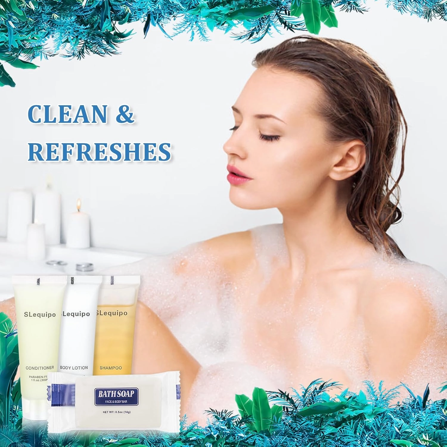 4-IN-1 Hotel Toiletries Bulk Set (40PCS) 4-Piece Set: 10 Hotel Bar Soap 0.5oz, 10 Hotel Shampoo, 5 Conditioner Travel Size, 10 Hotel Body Lotion - Bulk Mini Guest Amenities