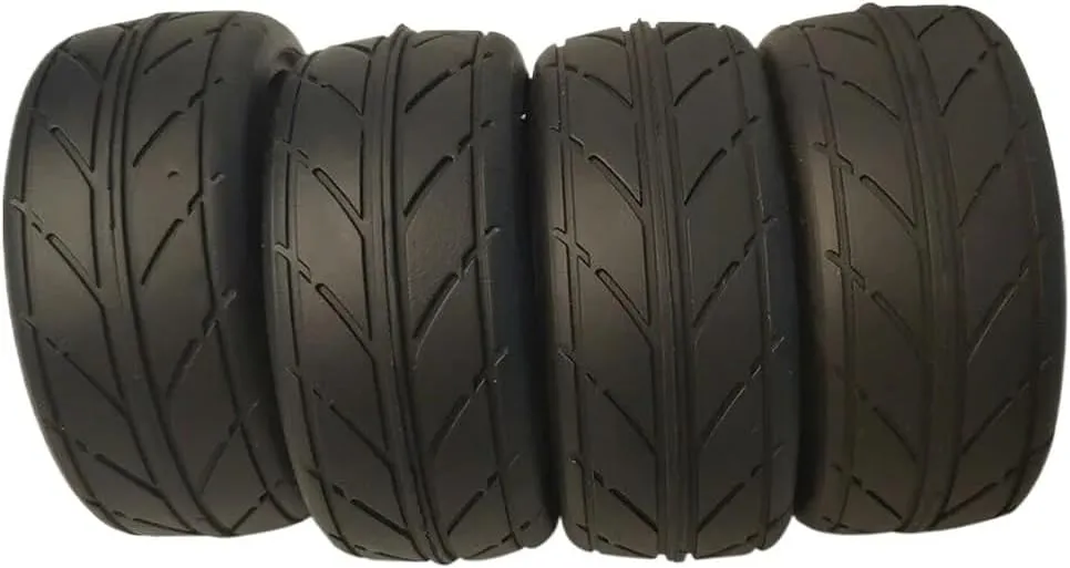 4pcs 1/10 Soft Rubber Tread Drift Tires Compatible with TT01 TT02 1/10 RC Racing Car Upgrade