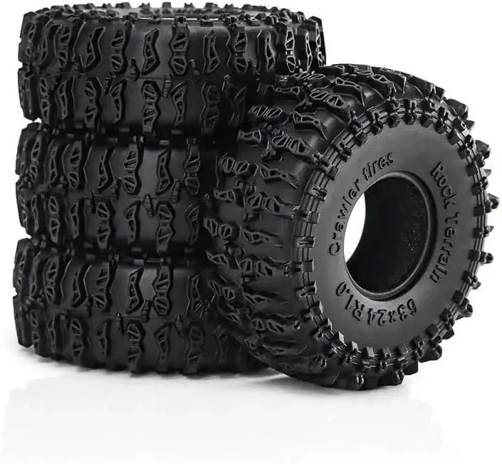 4pcs 63mm 1.0" Soft Rubber Wheel Tire for 1/18 1/24 RC Crawler Car TRX4M SCX24 AX24 Upgrade Parts Accessories
