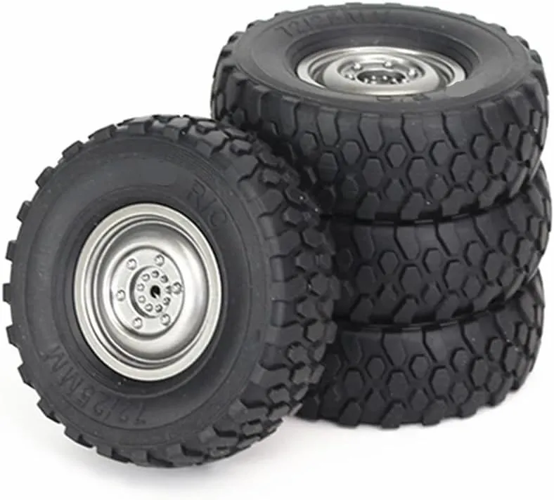 4PCS 72MM Soft Tire Wheels Compatible with MN98 MN99S C14 C24 C34 B14 B24 P06 RC Car Upgrade Parts Accessories(Grey)