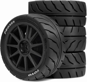 4PCS 1/10 RC Drift Racing Tires and Wheels 12mm Hex OD 2.56'' for 1:10 Scale Touring Street On Road Car Tamiya TT01 TT02 XV01 TA06 A959 PTG2 HPI KYOSHO HSP PTG2 Traxxa (Black)