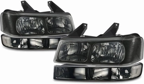 4pcs Chrome Housing ABS Plastic Carbon Headlight Headlights Lamp Signal Turn Clear Smoked for Chevy for Express 4500/3500/2500/1500,for GMC for Savana 4500/3500/2500/1500