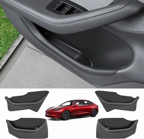 4PCS Door Side Protector for Tesla Model 3 2025 Accessories Upgraded Soft Silicone Door Organizer Door Slot Pockets Storage Box for Tesla Model 3 Highland 2024-2025, Black