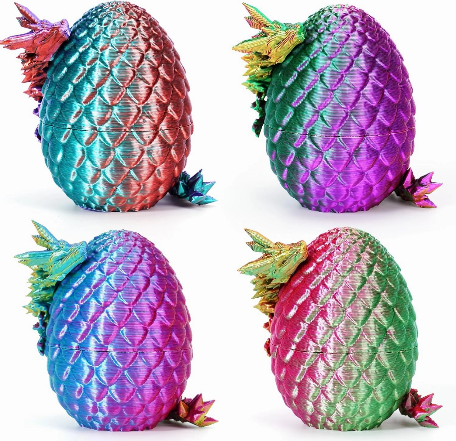 4PCS Dragon Eggs with Dragon Inside Mini Dragon Eggs Set Mystery Dragon Egg Fidget Toy Articulated Dragon 3D Printed Animals Set Mini Articulated Crystal Dragon Toy