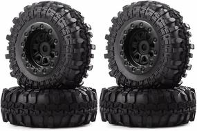 4PCS Soft Rubber Beadlock Wheels Hubs Rims Tire Replacement Parts for Axial SCX24 90081 RC Crawler Car
