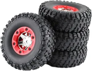 4X RC Crawler Tires Replacement Universal Wear Resistant RC Wheels and Tires Set Soft Tire Wheels for 12428 RC 1/12 Scale