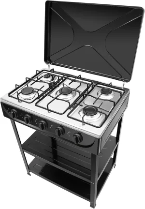 5 Burner Propane Gas Stove, Manual Ignition Camping Stove With Five Control Knobs, Portable Natural Gas Stove For Camping, Fishing, Rv Travel, And Emergency Preparedness