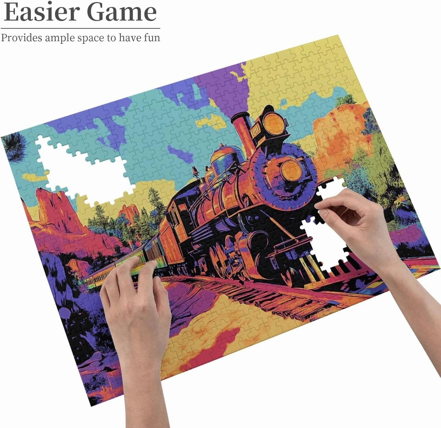 500 Piece Adult Wooden Jigsaw Puzzle - Vintage Steam Train Crossing Vast Desert,Epic Landscape Challenge,Exercising Brain Power and Hands-on Skills,Gifts for Family and Friends