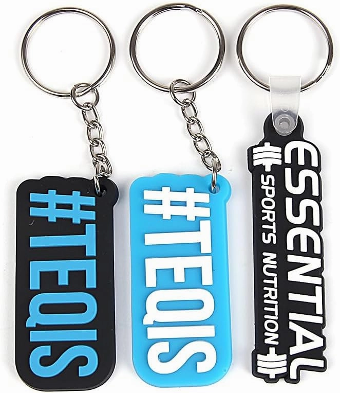 50 Pack Custom Keychains in Bulk with Company Logo or Text 3D PVC Rubber Key Tag Ring Promotional Items for Event