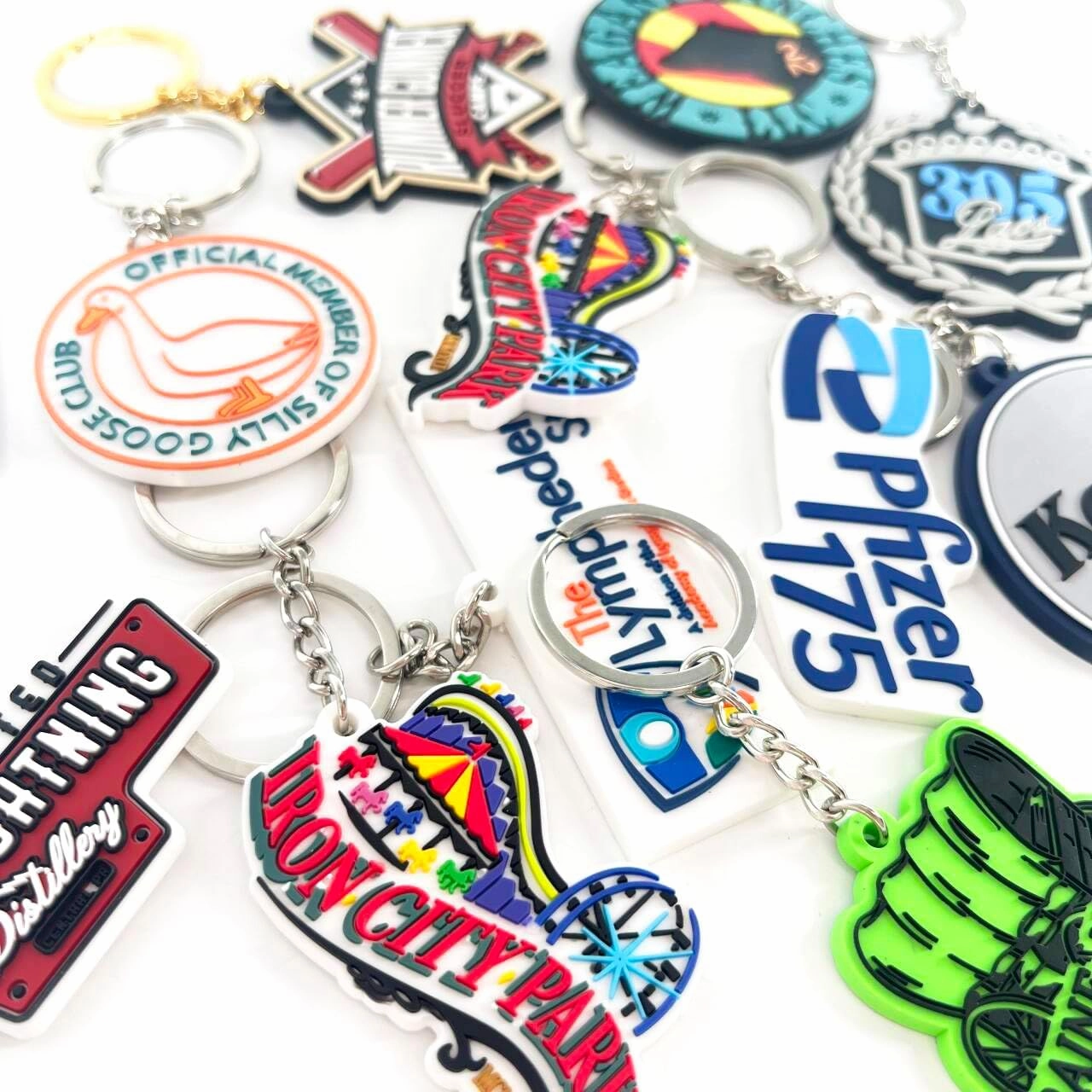 50 Pack Custom Keychains in Bulk with Company Logo or Text 3D PVC Rubber Key Tag Ring Promotional Items for Event