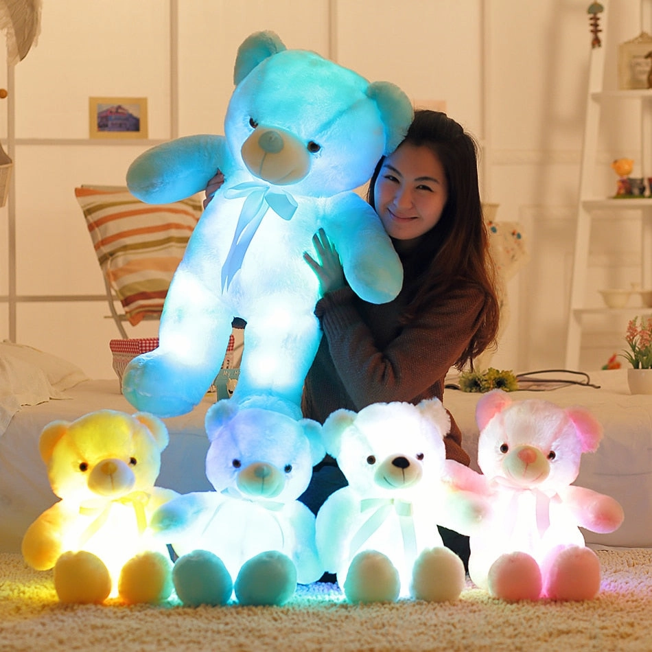 50cm Light-Up LED Teddy Bear Stuffed Animal Plush Toy Colorful Glowing Plushies Christmas Gift for Kid