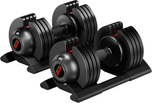 52LB Dumbbell Set with Tray for Workout Strength Training Fitness, Adjustable Weight Dial Dumbbell with Anti-Slip Handle and Weight Plate for Home Exercise