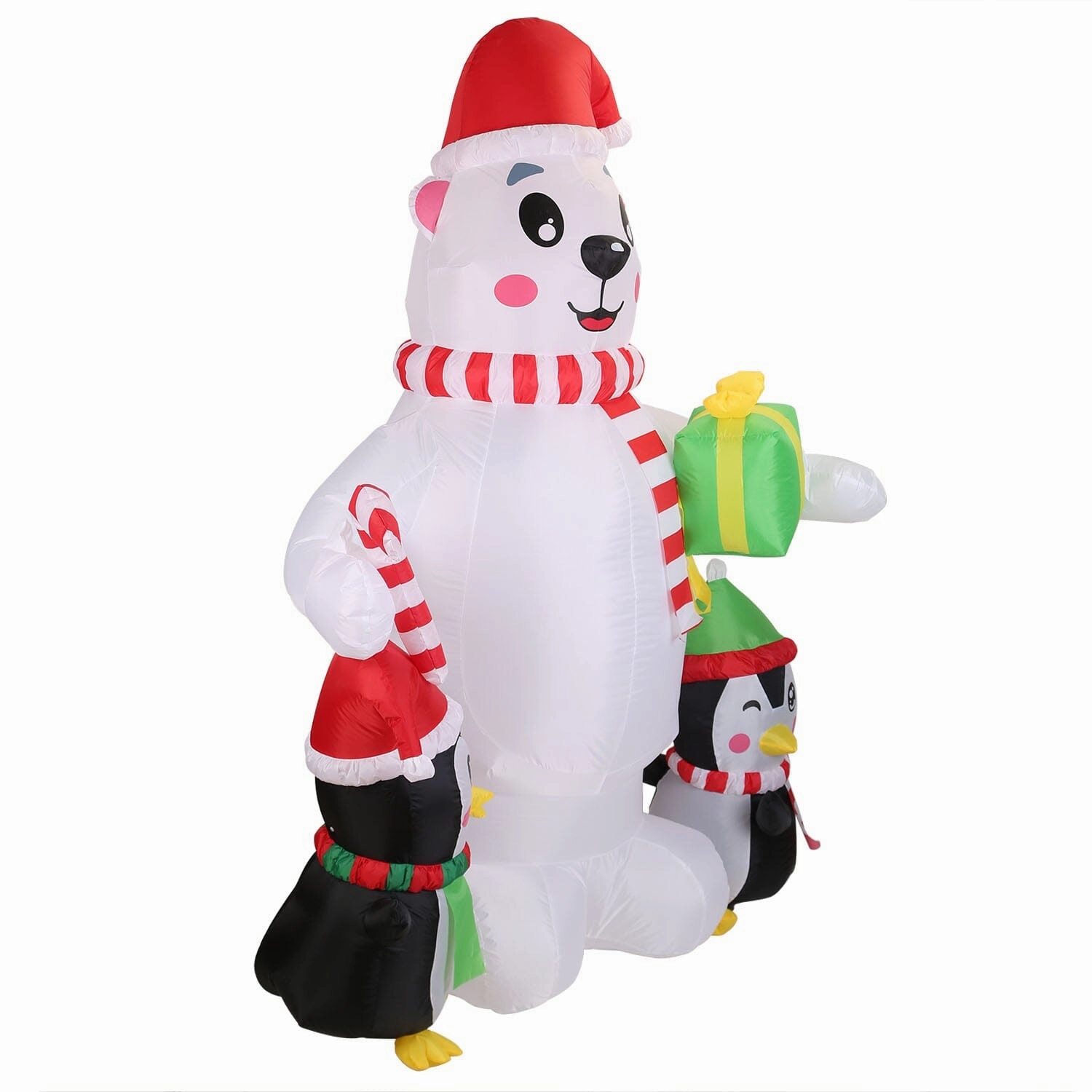 5.9Ft Christmas Inflatable Polar Bear and Penguin Blow Up Yard Outdoor Decoration with LED