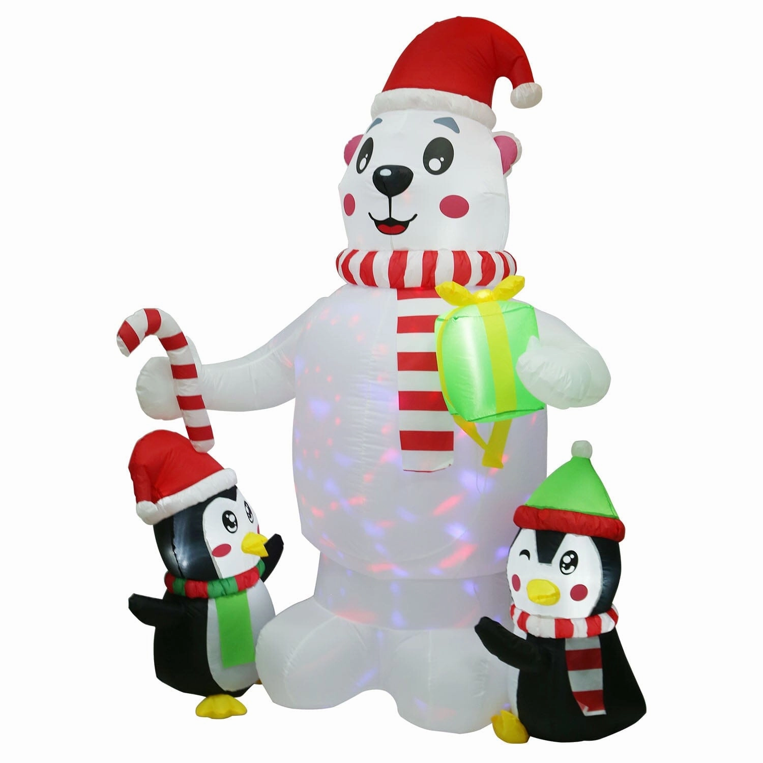 5.9Ft Christmas Inflatable Polar Bear and Penguin Blow Up Yard Outdoor Decoration with LED