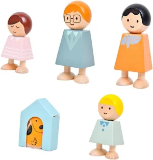 5pcs Family Relationship Cognition Blocks Wooden Character Building Toys for Early Education Develop Intelligence Hand-Eye Coordination for Toddlers